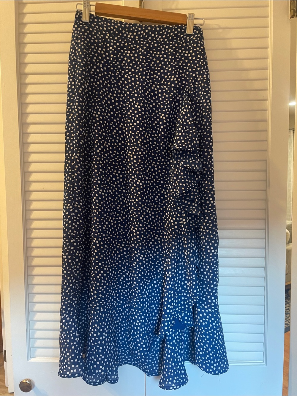 Lulus Blue Polka Dot Midi Skirt Blue White S Small